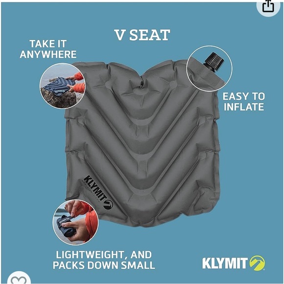 Klymit V Seat, 2 pk Lightweight Inflatable Travel Cushion - Picture 2 of 6